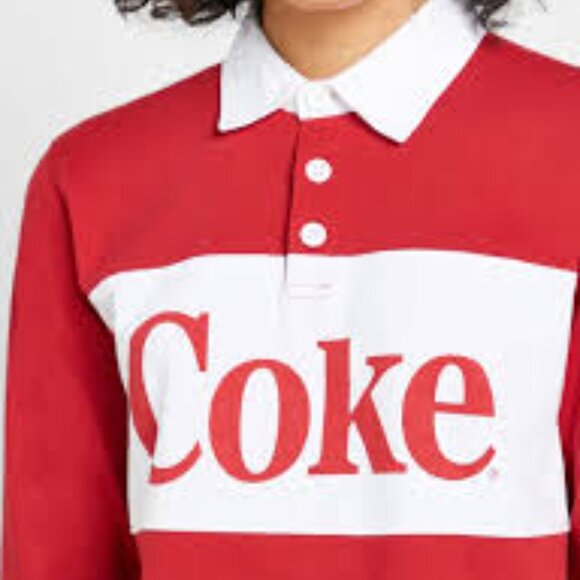Coca Cola "Coke" Cotton Long Polo Shirt - Picture 2 of 6